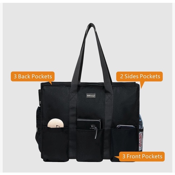 Utility Water Resistant Tote Bag with 13 Exterior & Interior Pockets - Picture 10 of 12